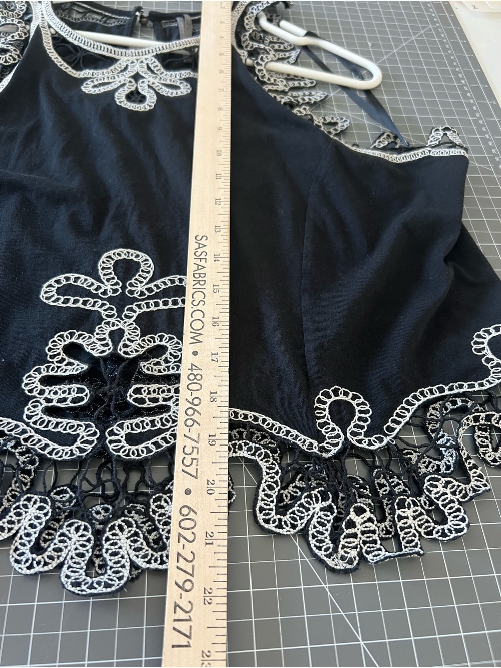 Anthropologie Black Top with White Crochet Trim - Picture 8 of 8